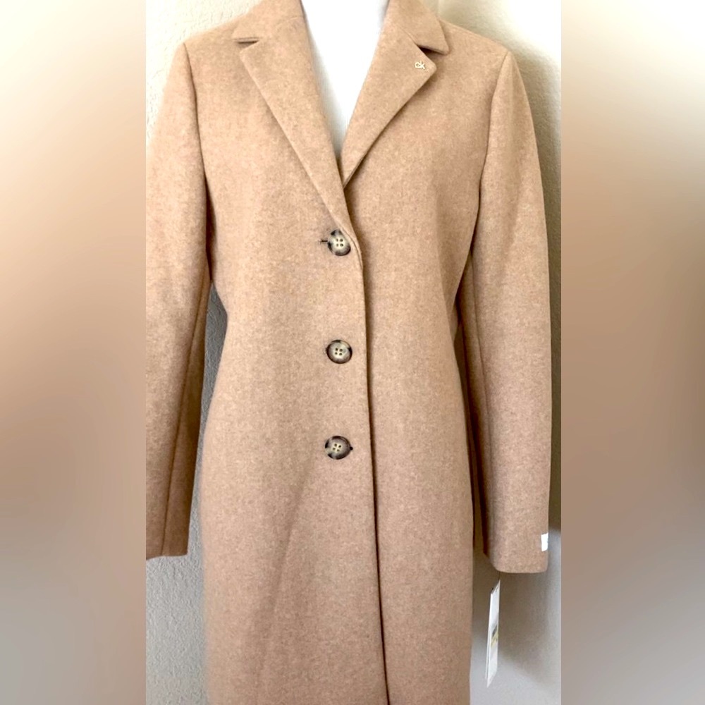 Calvin Klein Coat Camel coat Single Breasted Calvin Klein coat women’s size M - Picture 9 of 16